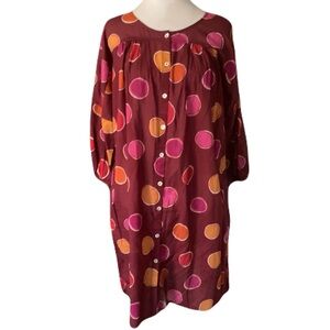 NWT Gudrun Sjöden Small Maroon Billie Midi Dress Pink Orange Polka Dots Artsy